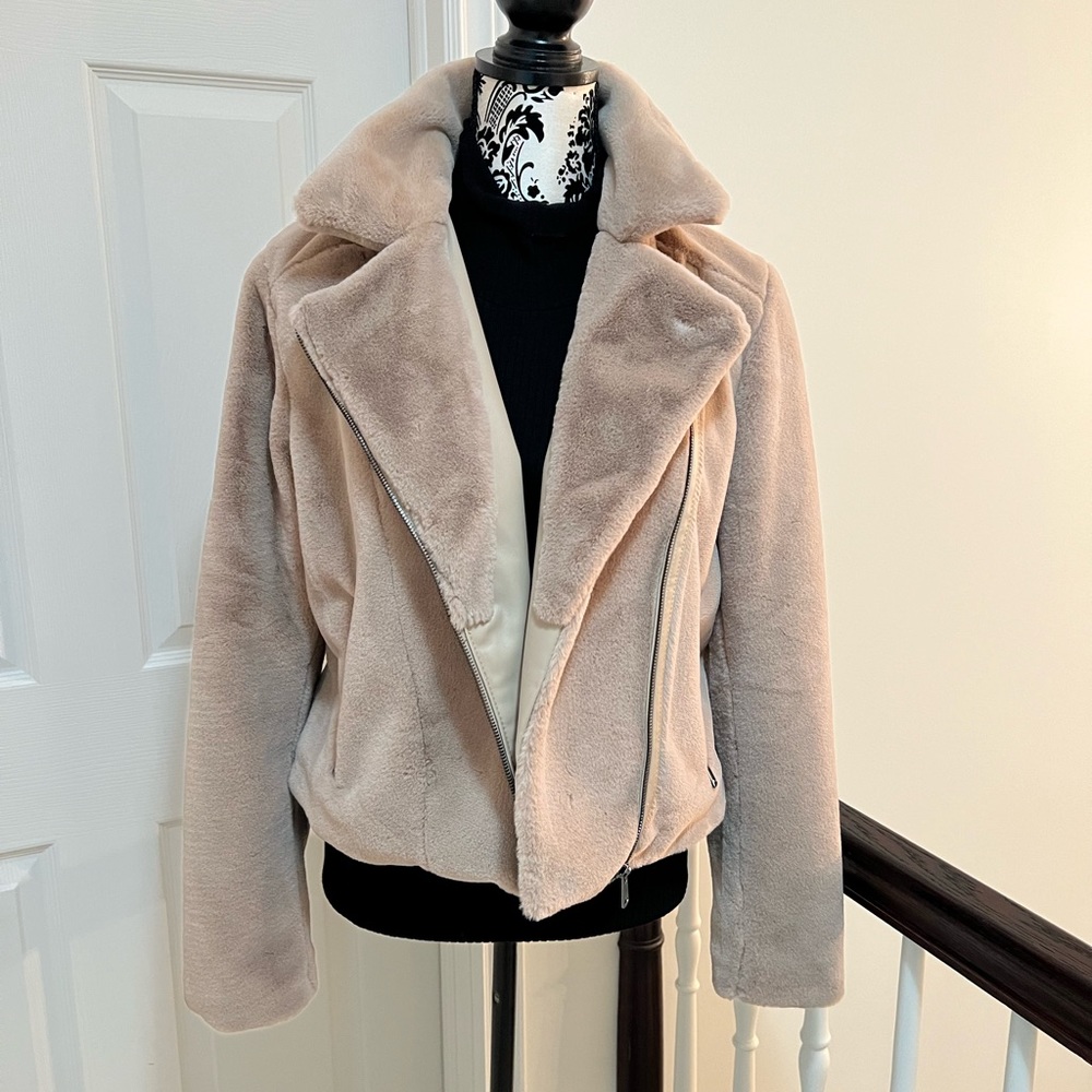 Faux fur bomber jacket.
